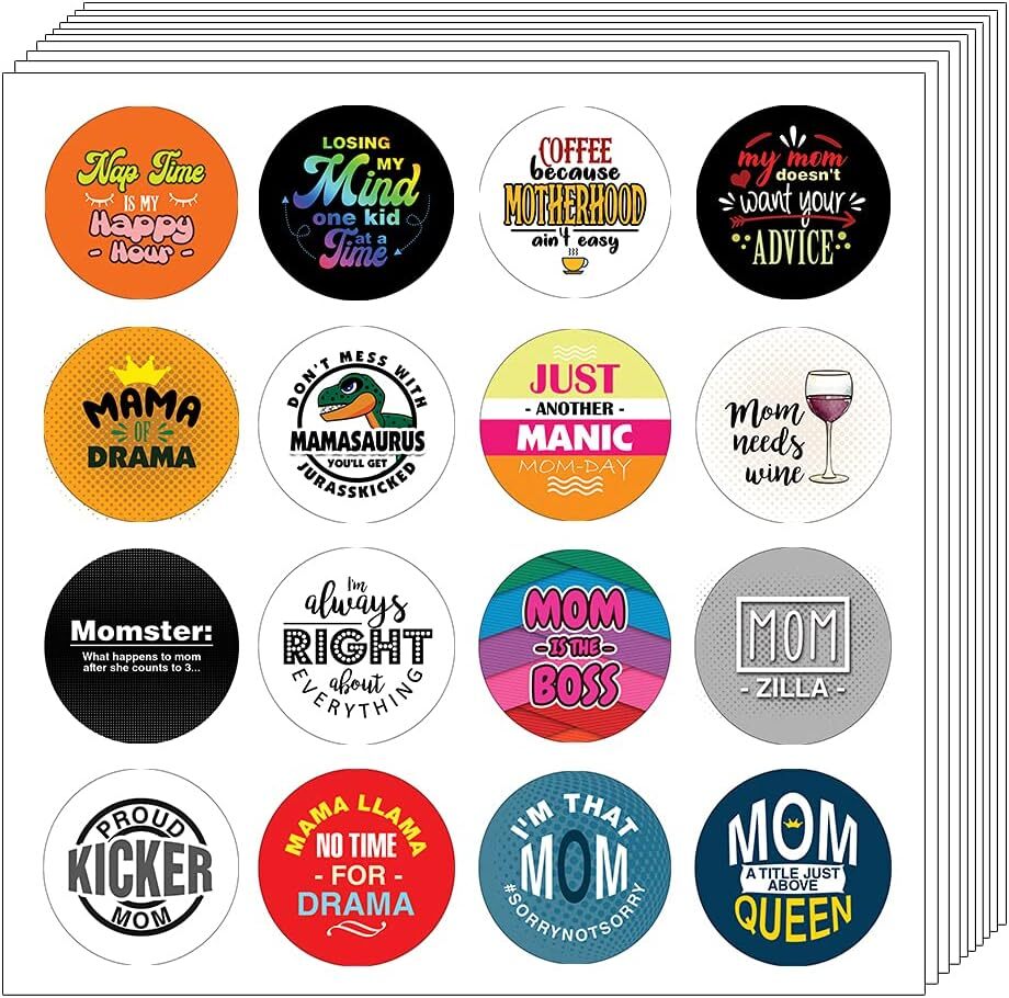 Funny Mom Quote Stickers 10 Packs with 16 Unique Designs  