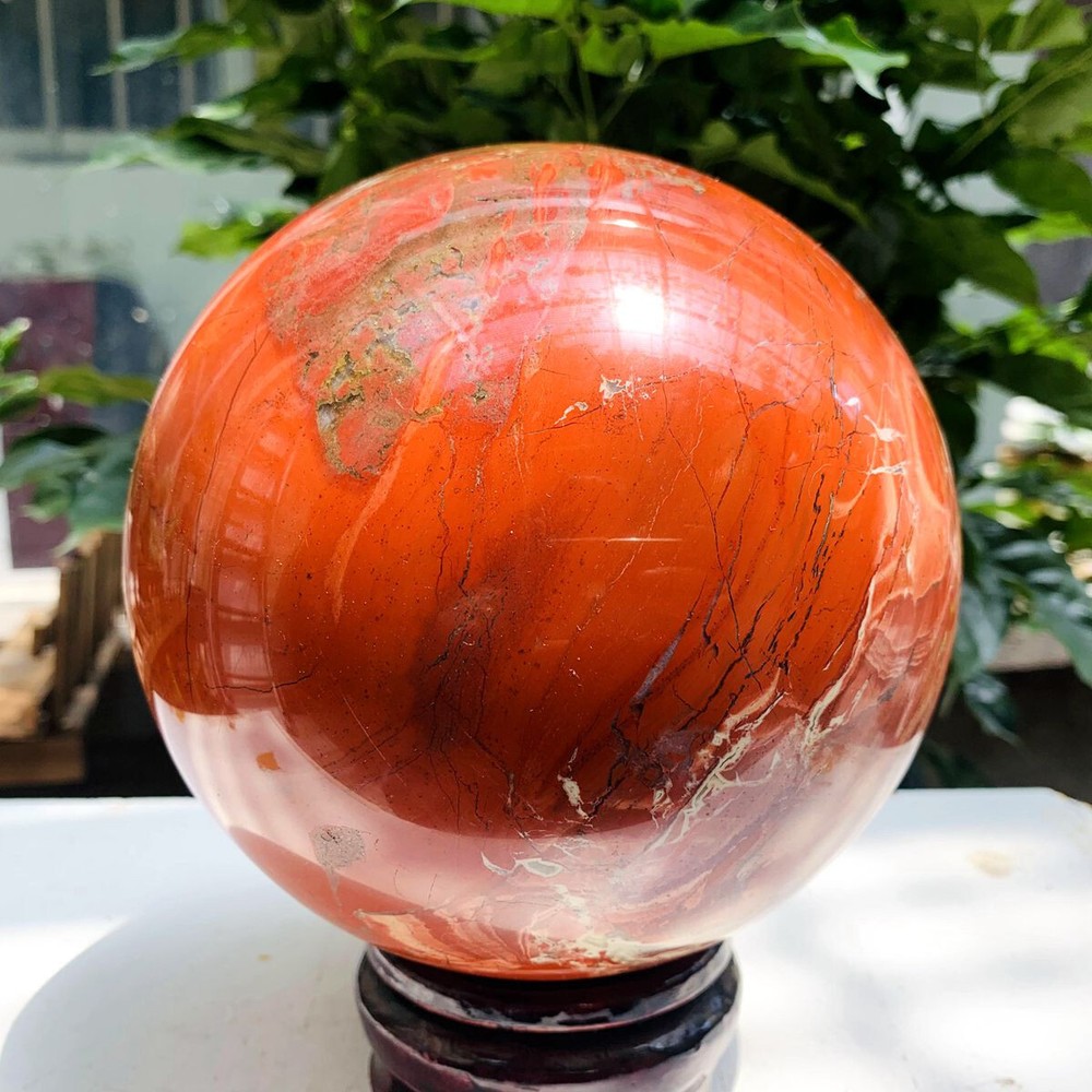 10.07LB Natural Red Jasper Quartz Sphere Crystal Ball Reiki Healing Decoratio