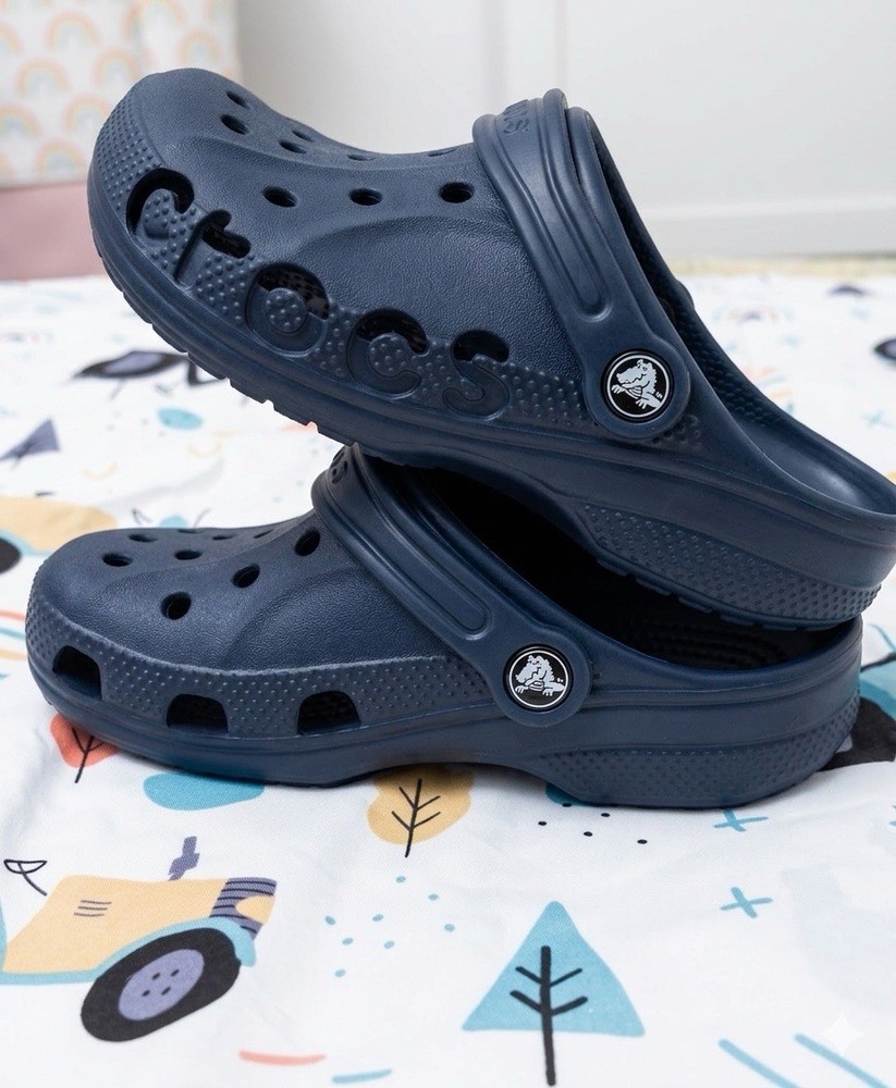 Crocs Classic Clog Navy Rubber Kids Sandals Slip On Comfort Size 12