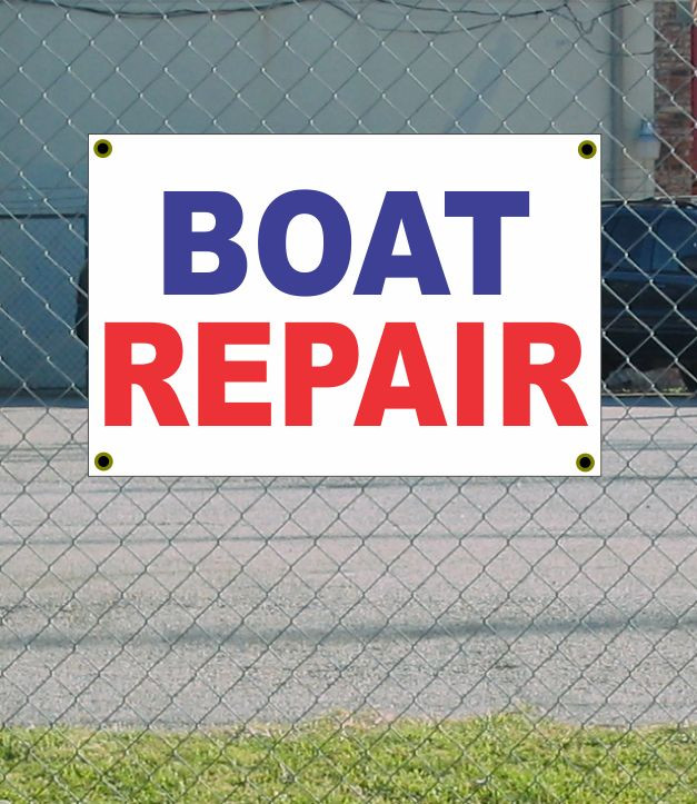 2x3 Boat Repair Banner Sign in Red White & Blue – New Design, Discounted Size & Price, Perfect for Marine Shops