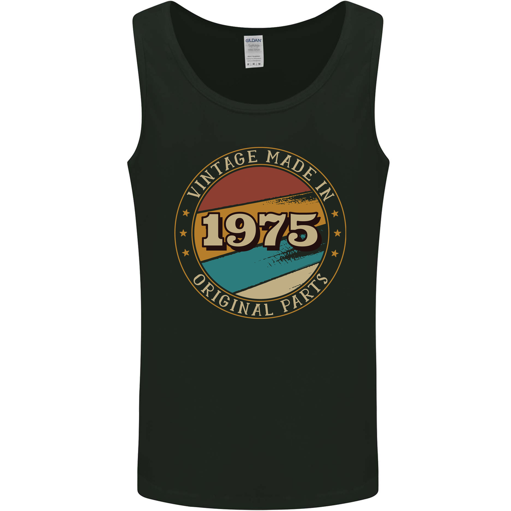 50th Birthday Vintage Made In 1975 Mens Vest Tank Top
