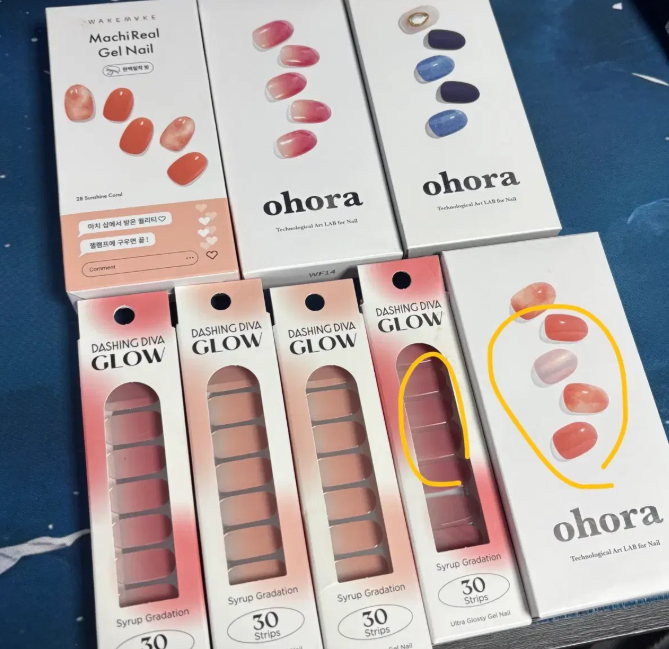 Lot 8  Ohora Dashing Diva Gel Nail Sticker Strips Set +  Gel Lamp (6New 2 Used)