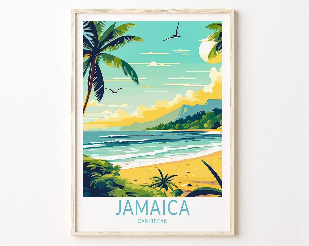 Jamaica Travel Poster Jamaica Caribbean Island Poster Print Jamaica Caribbean