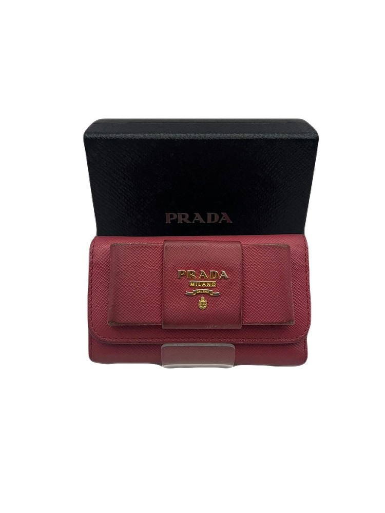 Prada Leather Key Wallet Case 6 Hooks Pink with Box Preowned E0530-127