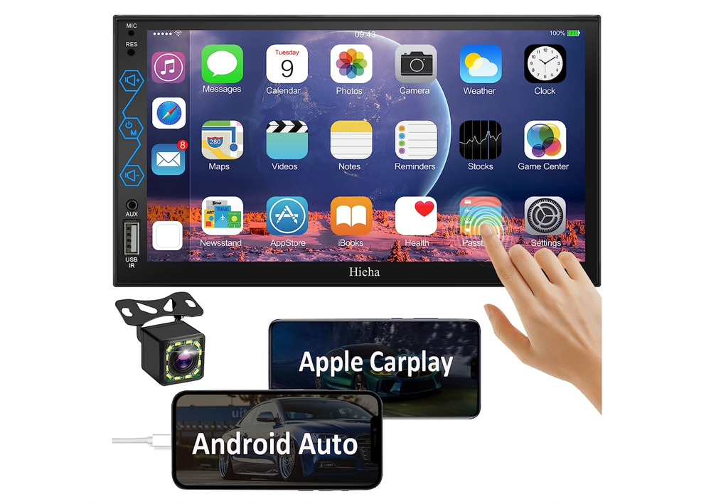 2023 Upgraded 5.3 Bluetooth Double Din Car Stereo with Voice Control & Backup Camera-image