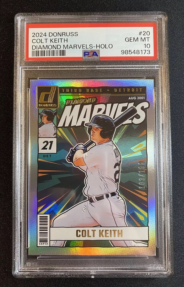 2024 Panini Donruss Diamond Marvels Colt Keith Holo Silver /199 - RC PSA 10 🔥