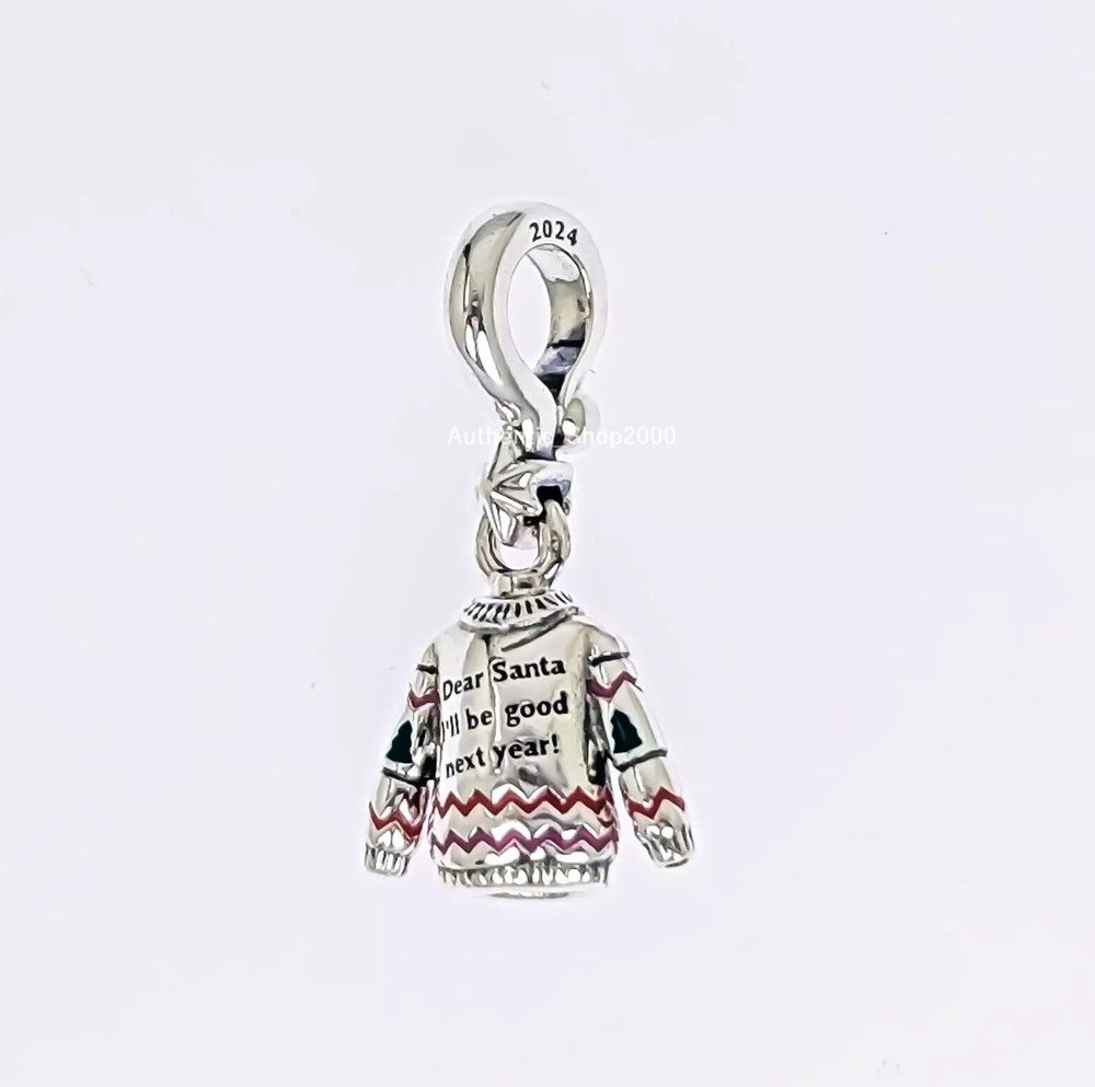 New Genuine PANDORA 925 Sterling Silver Christmas Sweater Charm 2024 793596C01