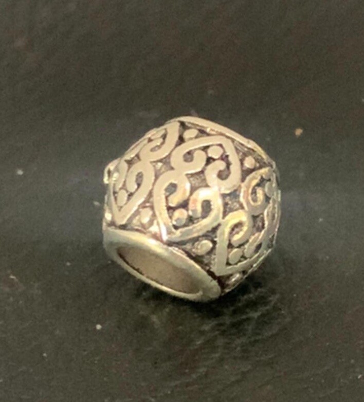 Sterling Silver Pandora-Style Barrel Heart Spacer Bead Charm