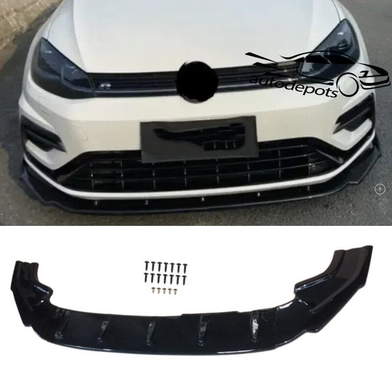 For VW Golf R GTI MK7 MK7.5 15-21 CS Style Front Bumper Lip Splitter Gloss Black