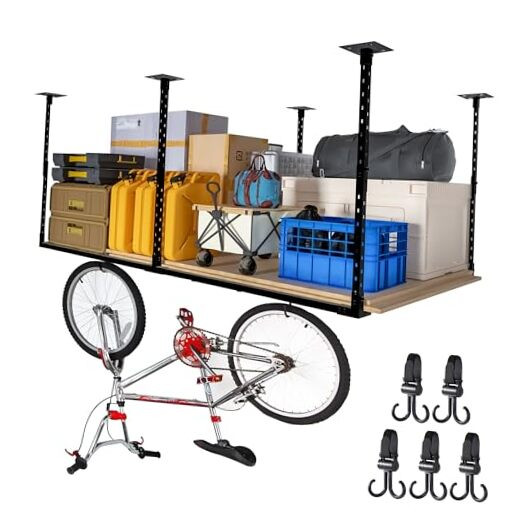 4×8' Overhead Garage Storage Rack, Adjustable Garage Ceiling Storage Racks,