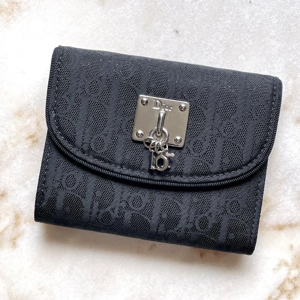 Christian Dior Trotter Wallet Black Leather Used