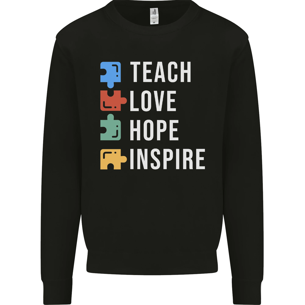 Teach Love Hope Inspire Teaching Teacher Mens Sweatshirt Jumper