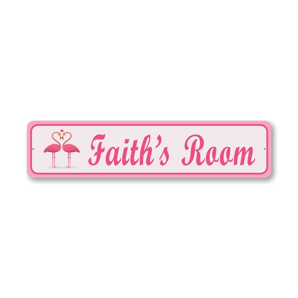 Personalized Flamingo Plaque Pink Kid Room Custom Name Metal Sign