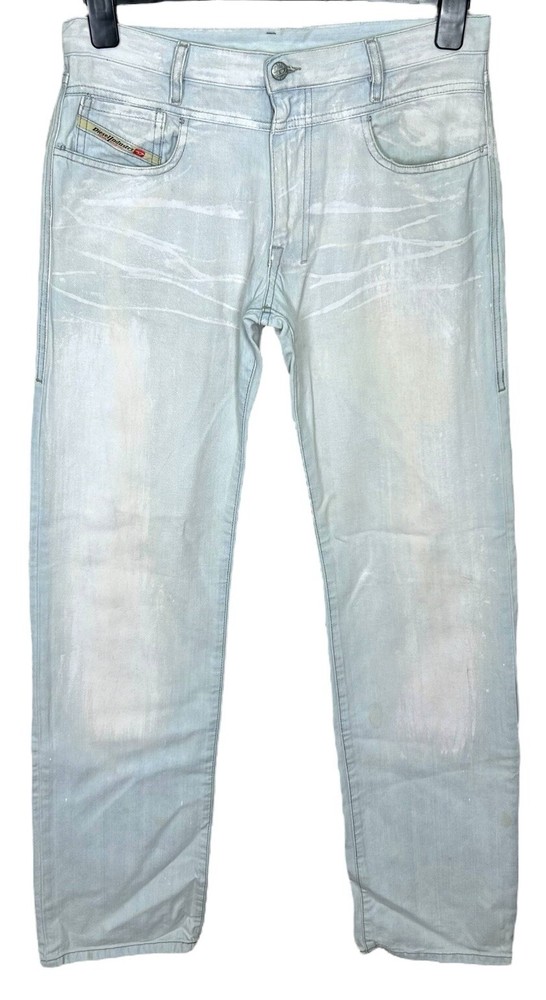 Diesel Roxe Jeans Mens Size W30 L35 Light Straight Leg Zip Fly Stretch Denim