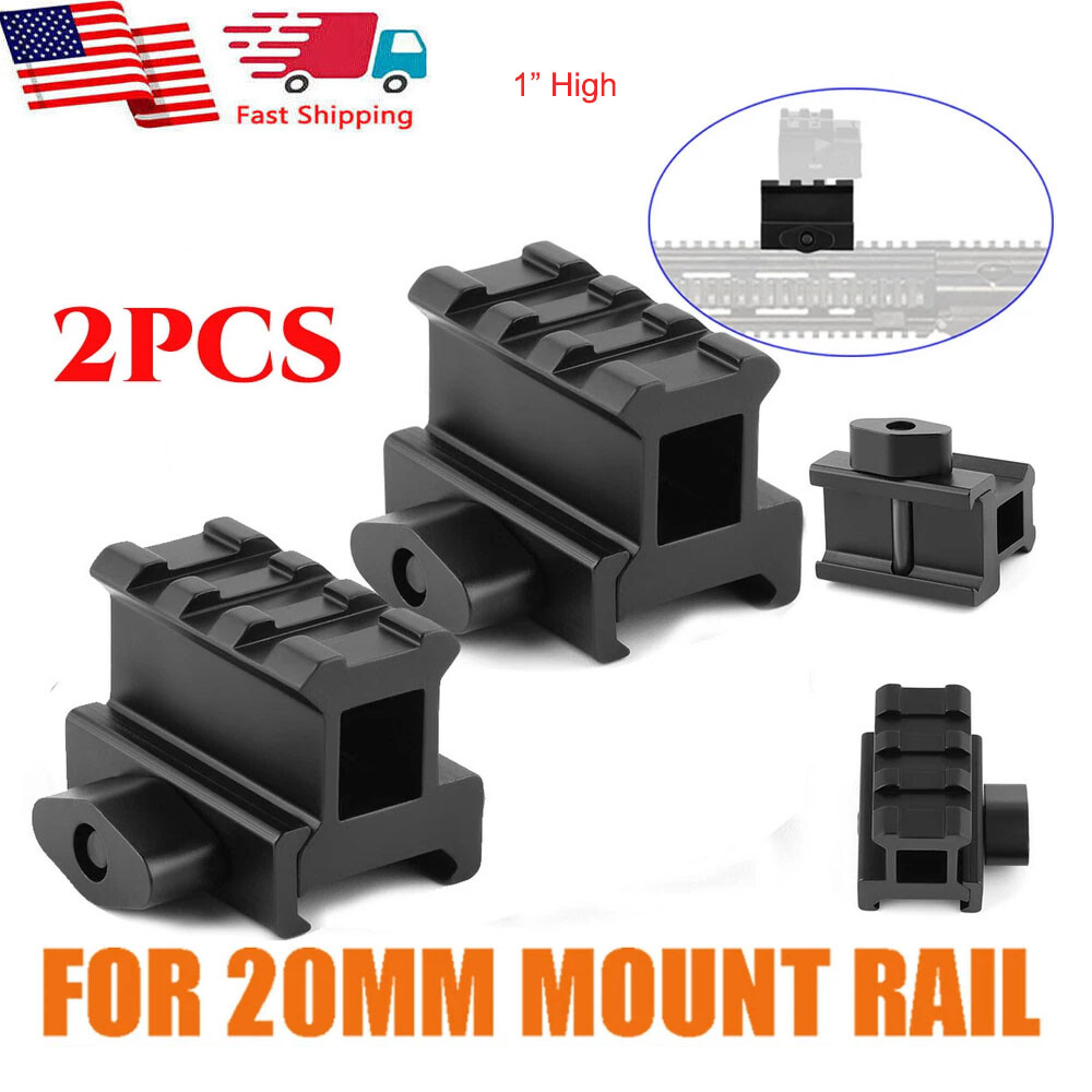 2PCS 1-Inch 3-Slot Scope Riser Mount for 20mm Picatinny Rail Optics & Red Dot