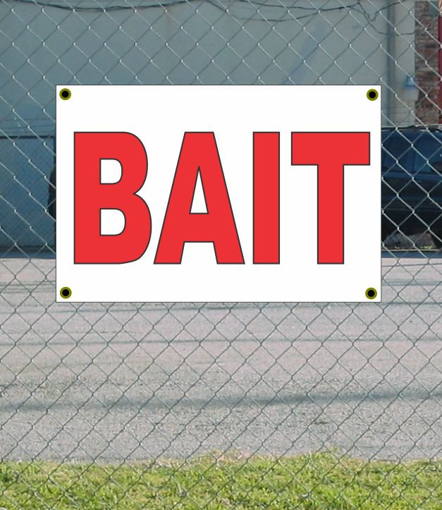 2x3 BAIT Red and White Banner Sign - New Discounted Size and Affordable Price for Enhanced Visibility