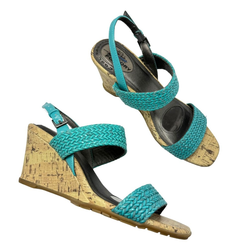 LifeStride Velocity Persona Wedge Sandal Heel 7.5W Memory Foam Slingback Braided