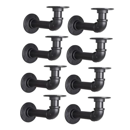 Industrial L Pipe Shelf 7.5 inch 8 pack (for 8-16 inch depth board） 8 pack