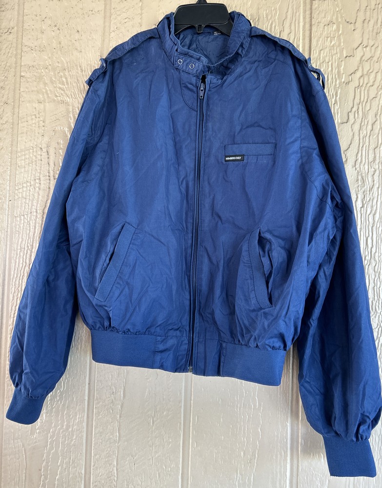 Men's Blue Bomber Jacket Size 44 Large Full Zip Pockets Casual Style-image
