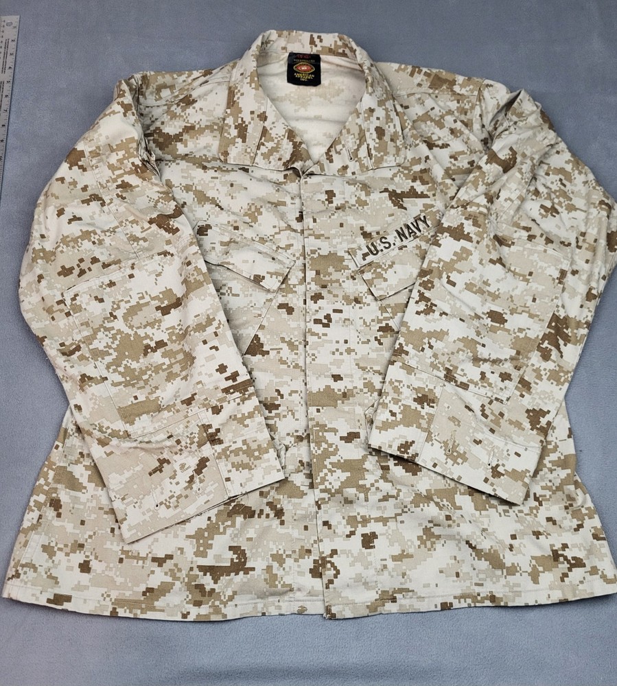 US Navy Desert Marpat Camo Jacket Large Brown Military American Apparel Canvas