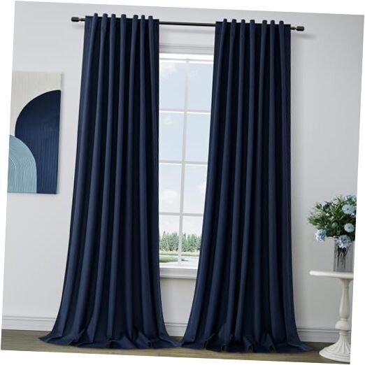 Blackout Linen Curtains 84 Inch Long Thermal 52