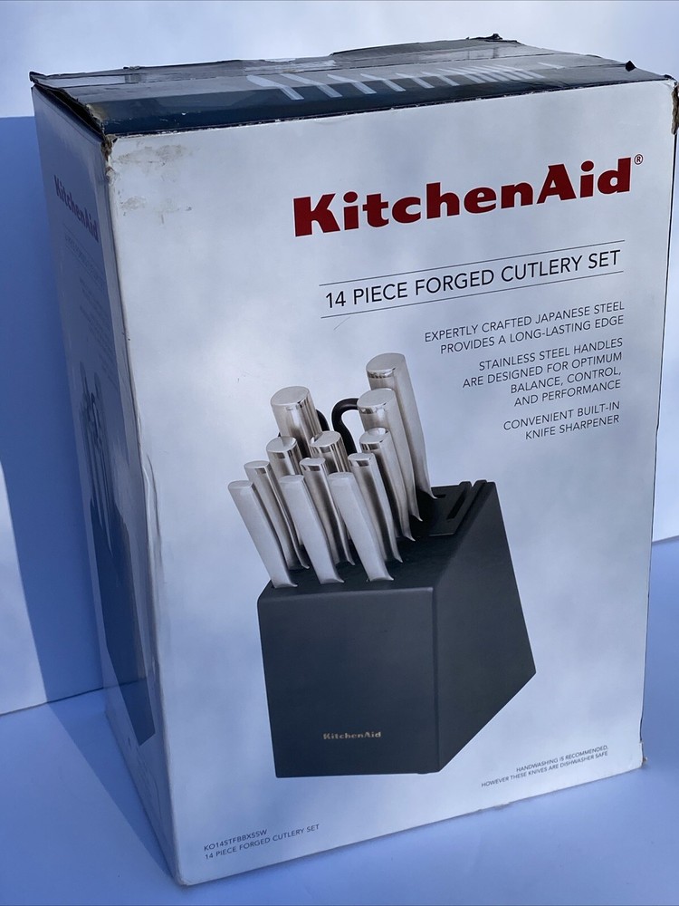KitchenAid 14 Piece Forged Cutlery Japanese Steel Knife Set+ Block + Sharpener