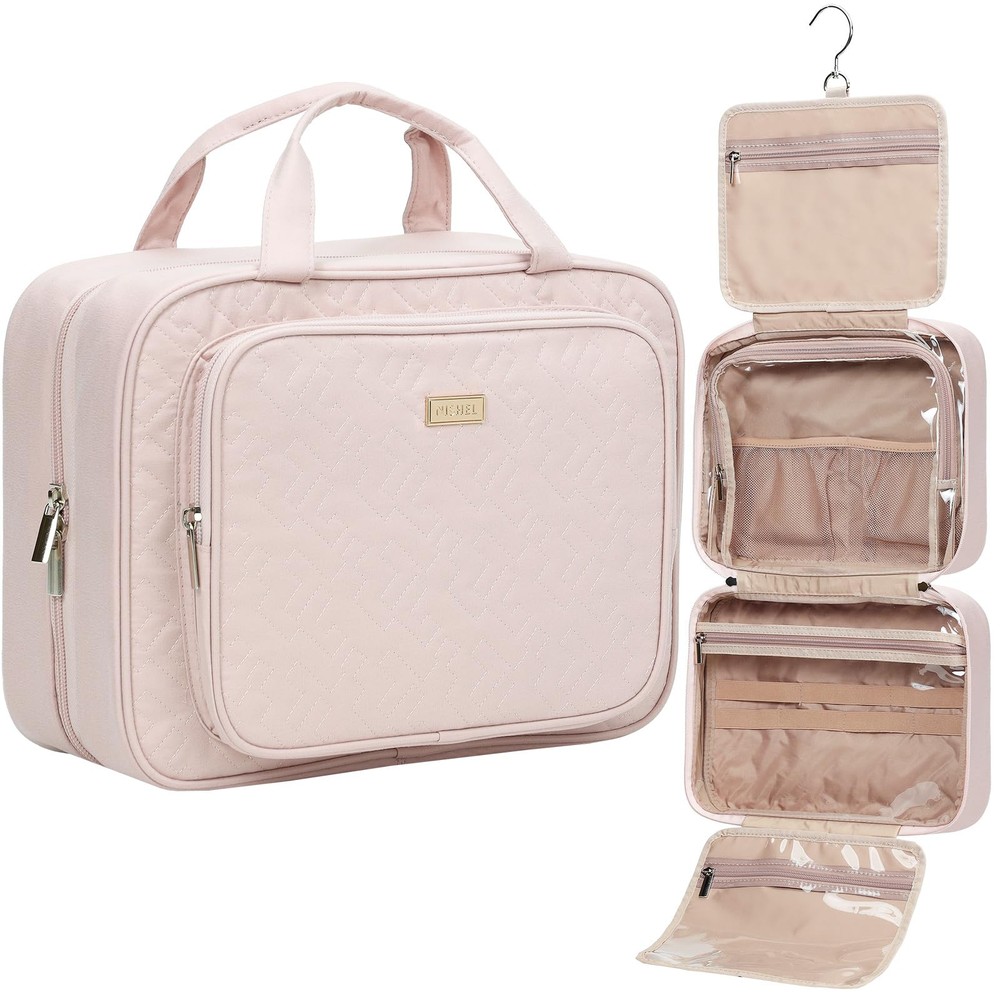 Large Capacity Travel Toiletry Bag for Women with Makeup Essentials Organizer and Hairstyling Accessory Storage