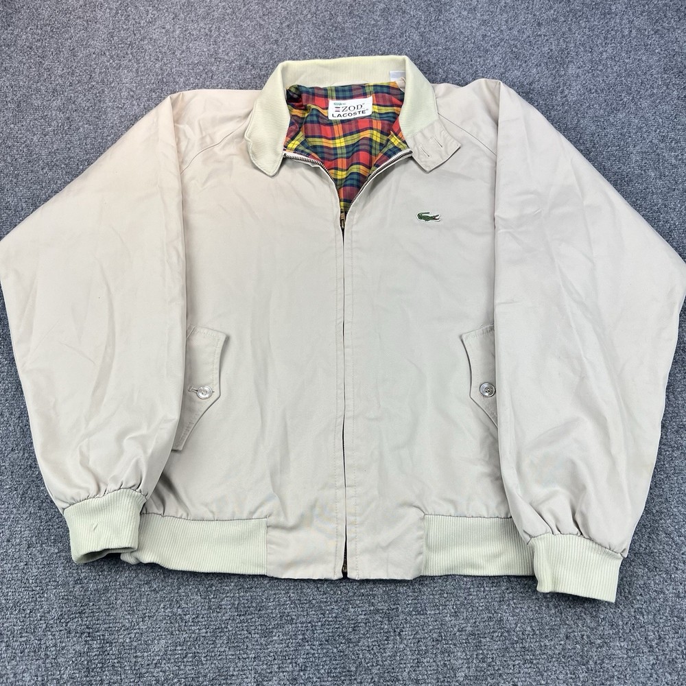 Vintage Izod Lacoste Harrington Bomber Jacket Men’s Large Plaid Lined Vented