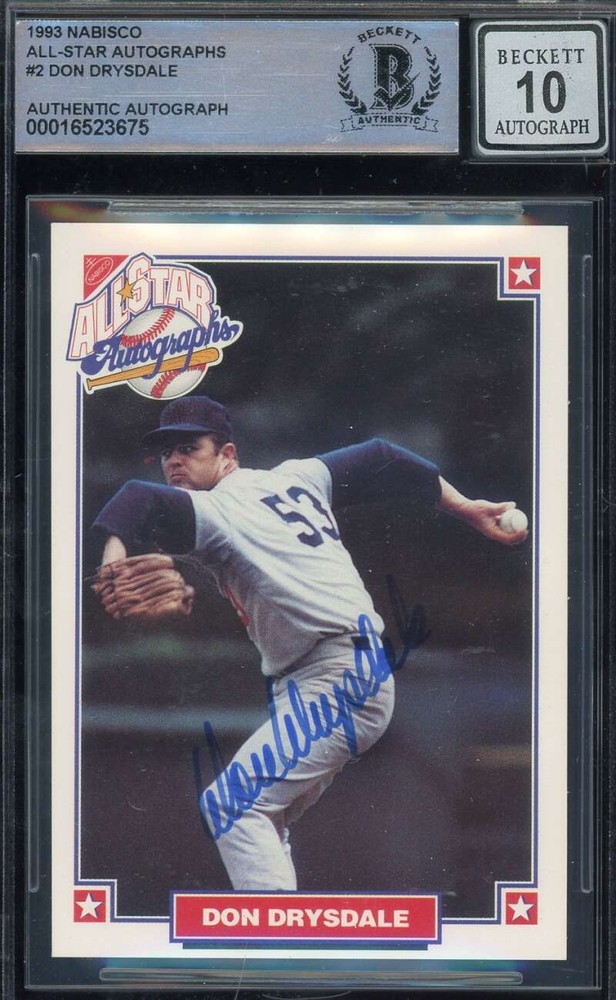 Don Drysdale Gem Mint 10 Beckett BAS Signed 1993 Nabisco All Star Autograph