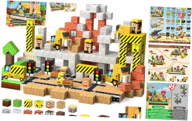 100PCS Magnetic Building Blocks Cubes for Creative Stacking and Construction Play