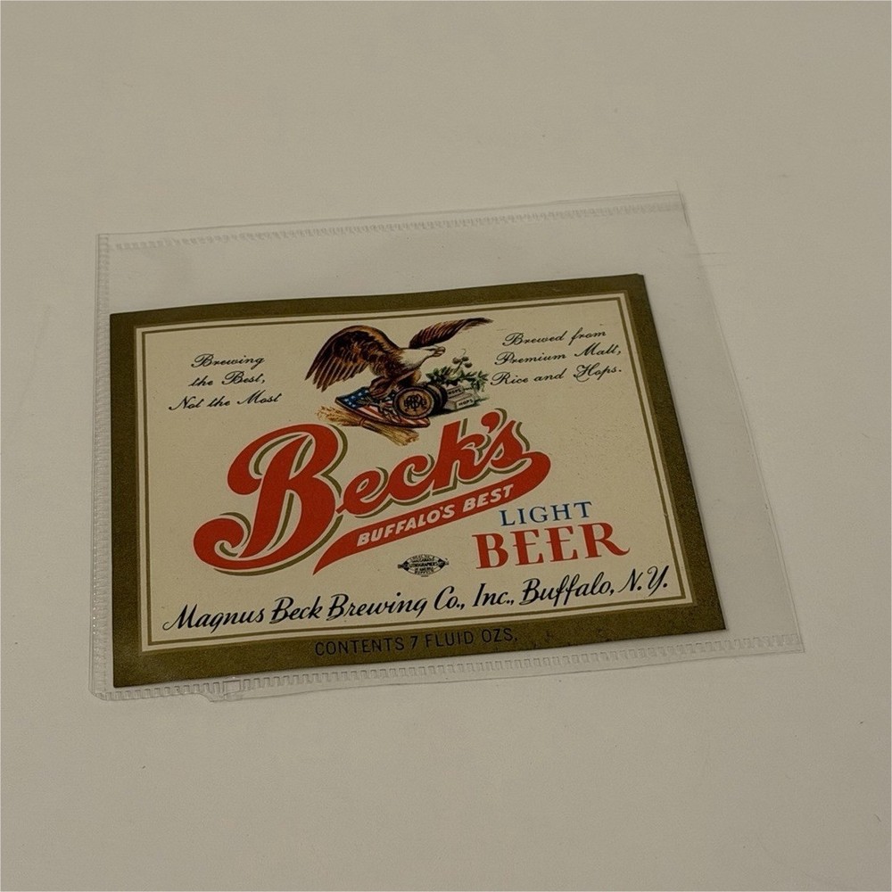 Vintage Magnus Beck Beer Label Buffalo NY - 7oz Shorty NOS Unused - IRTP Era NEW