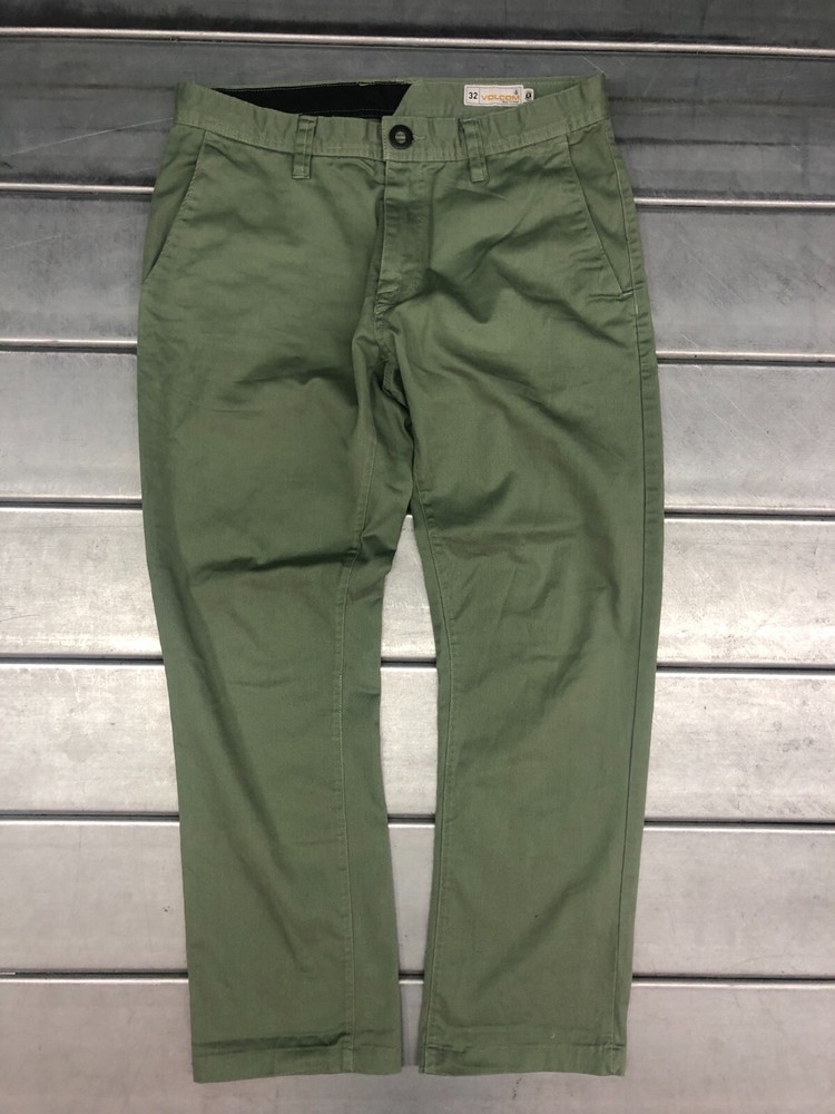 Volcom True To This Chino Pants Mens Size 32x29 Green Frickin Straight Workwear