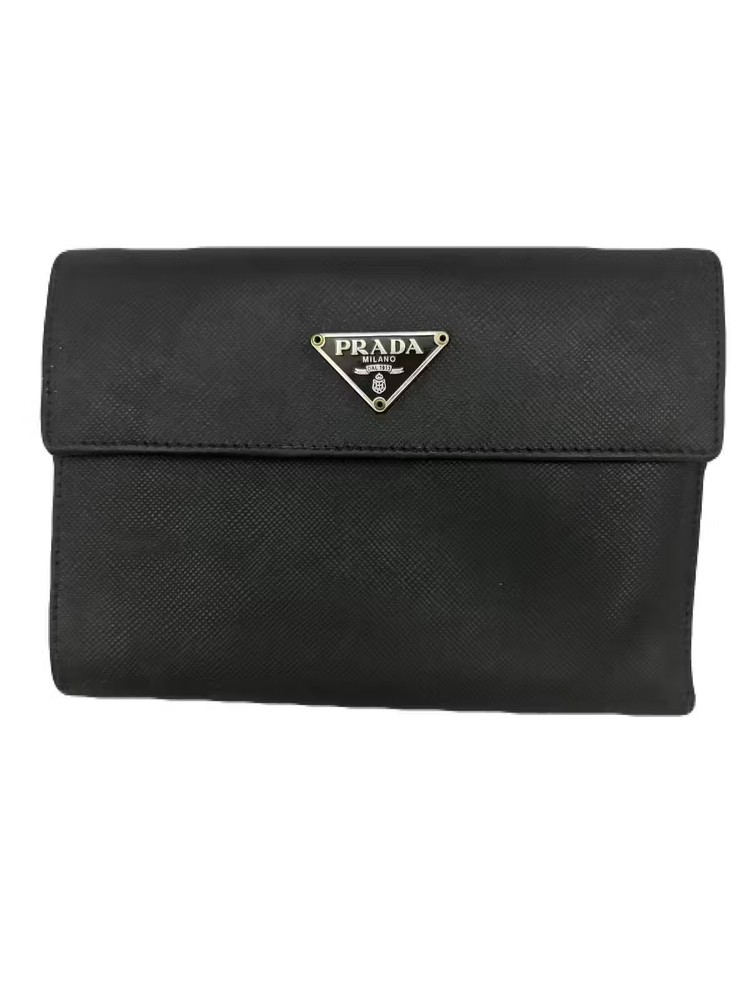 Prada Black Leather Fold Wallet Pre-Owned E0530-162