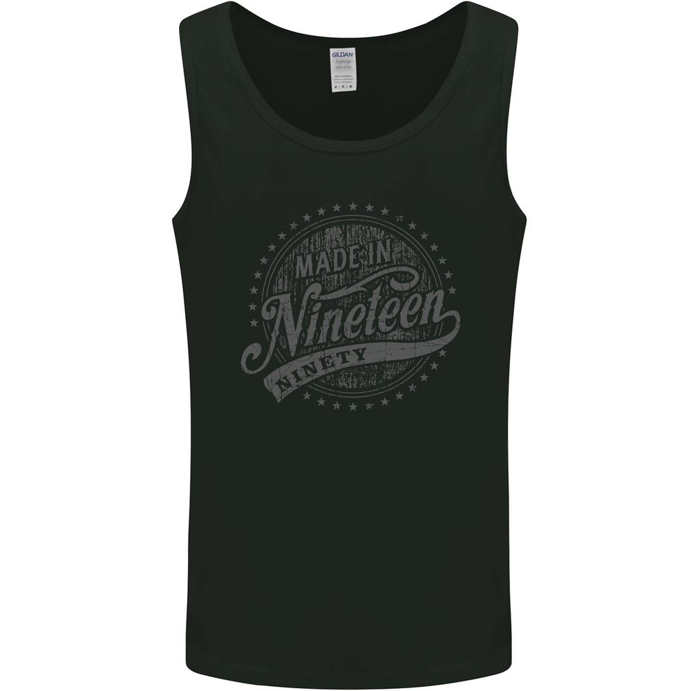 Distressed 35th Birthday Made In 1990 Mens Vest Tank Top Black