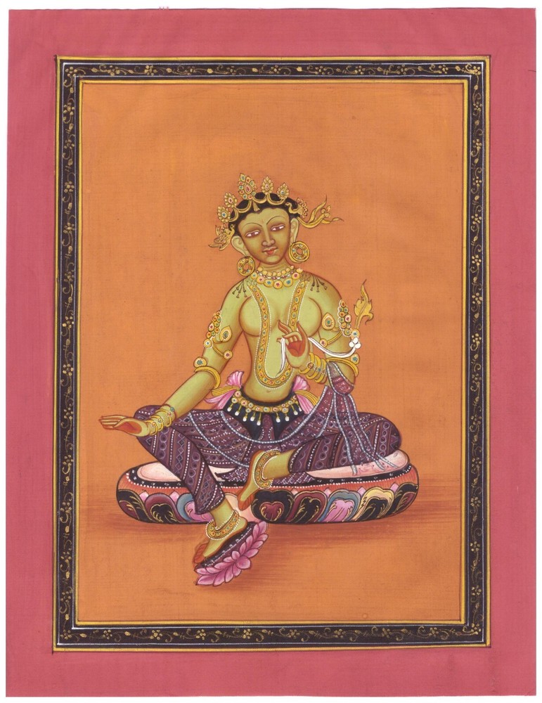 Miniature Hand-Painted Silk Buddha Art 6.75x9 Inches Fine Sacred Statue
