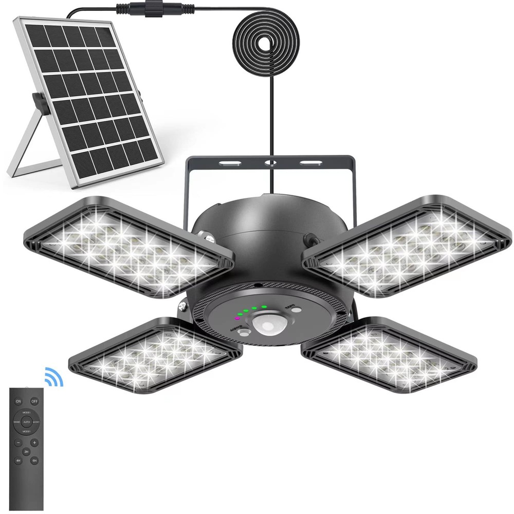 Solar Shed Light Indoor Outdoor 1200LM 144LED Pendant Light, Motion Sensor wi...