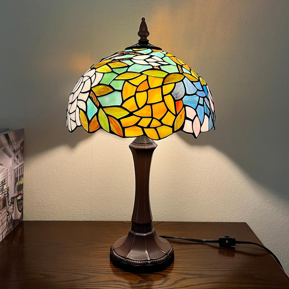 Tiffany Lamp Stained Glass Table Lamp 12X12X20 Inches Wisteria Style Desk Readin