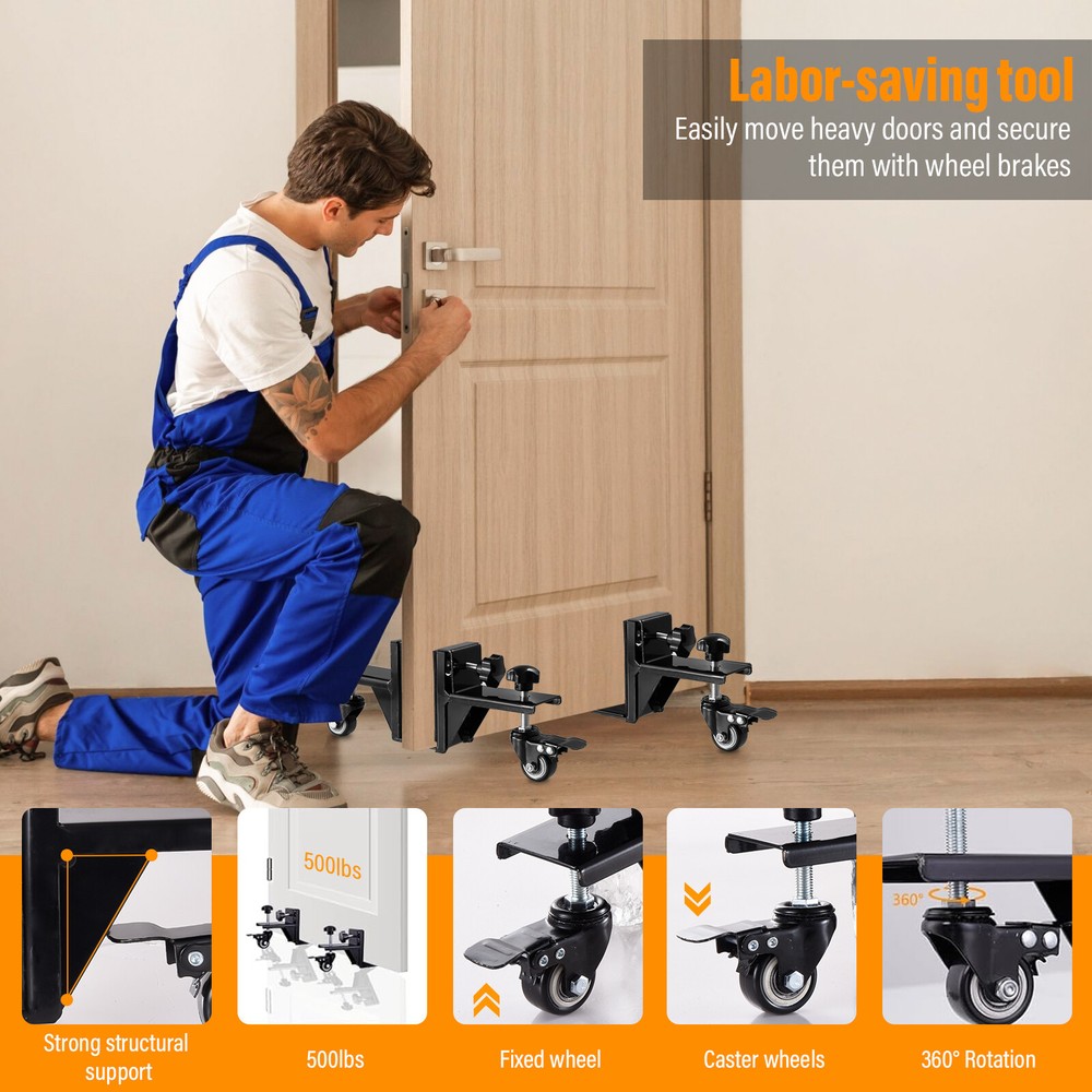 Heavy-Duty Door Panel Installation Kit, 2PCS Dolly for Pre-Hung & Slab Doors