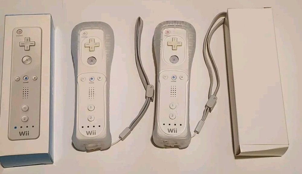 Lote de 2 mandos a distancia inalámbricos para juegos Nintendo Wii RVL-003 blancos