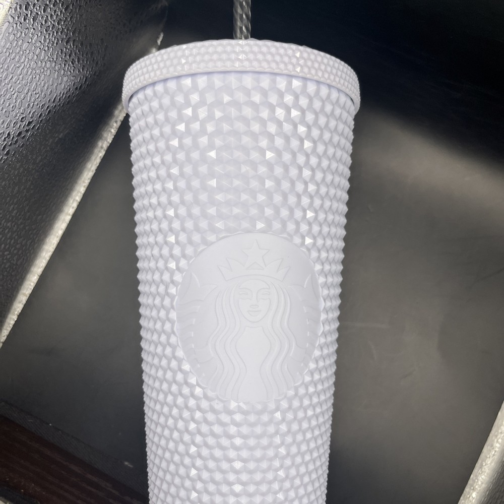 Brand New Starbucks Holiday White 24oz Studded Cold Cup Tumbler Below Sticker