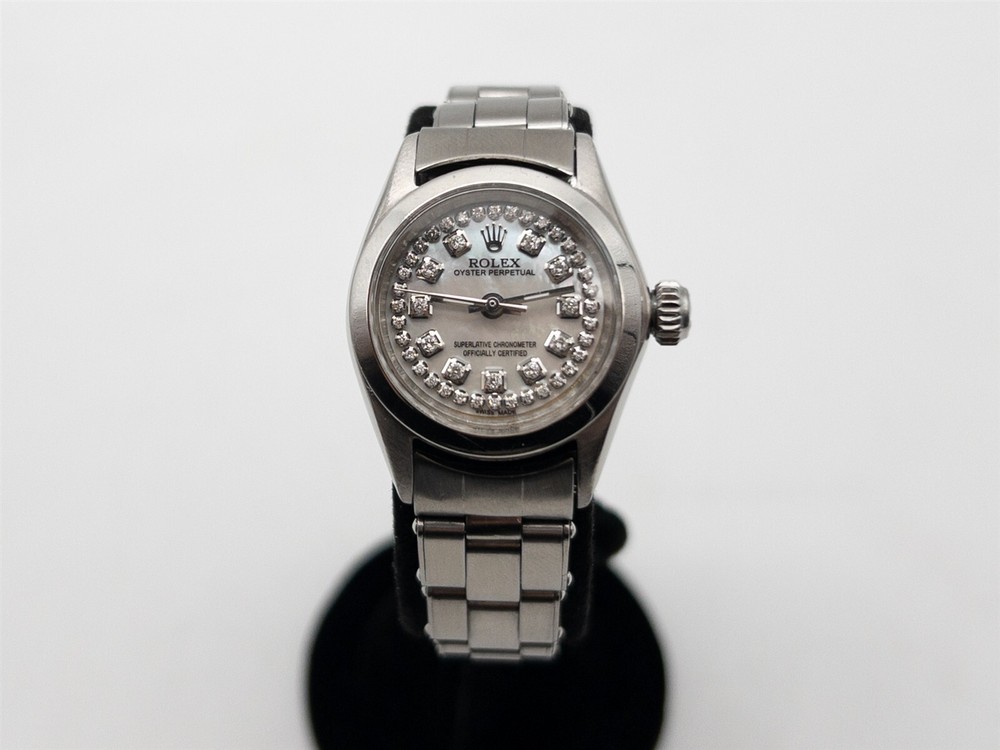 Estate Rolex Oyster Perpetual Ladies Watch White MOP Diamond SS Serviced $8000