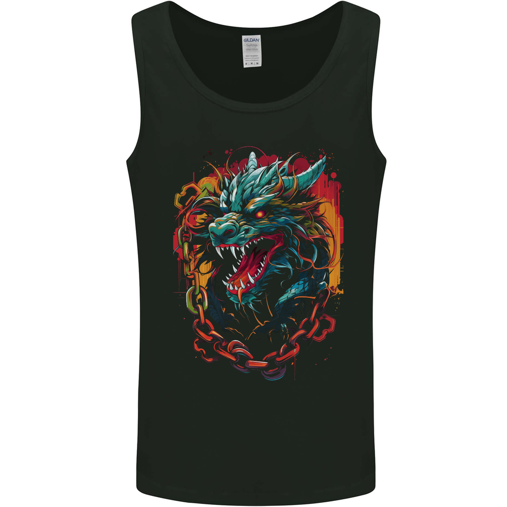 Dragon in Chains Fantasy Mens Vest Tank Top