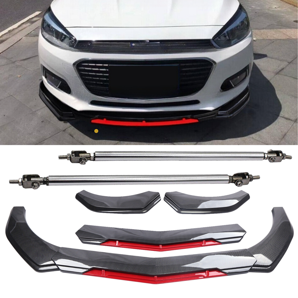 Carbon Fiber Front Bumper Lip Spoiler for Chevrolet Cruze with Strut Rods
