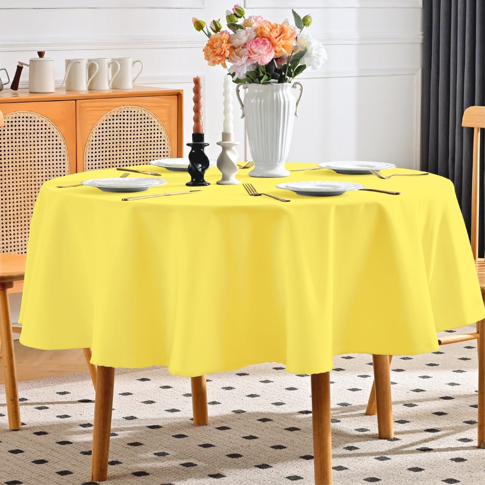 Round Tablecloth Water and Stain Resistant Washable Table Cloth Selected Wrinkle
