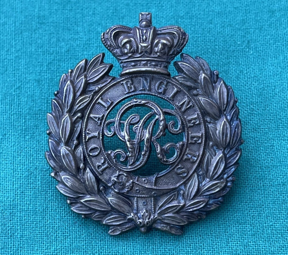 Genuine Victorian British Army Royal Engineers VR Military Cap Badge
