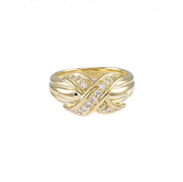 Tiffany Signature Diamond K18YG Yellow Gold Ring Size 5.5 (US)