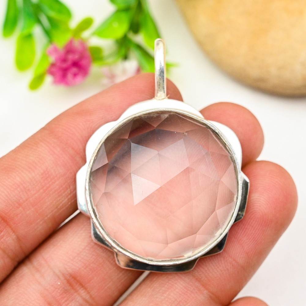 White Topaz Sterling Silver Pendant Handmade Jewelry Gift for Her