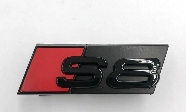 For Audi S8 Hood Emblem Decal Front Bonnet Grille Badge Logo Gloss Black