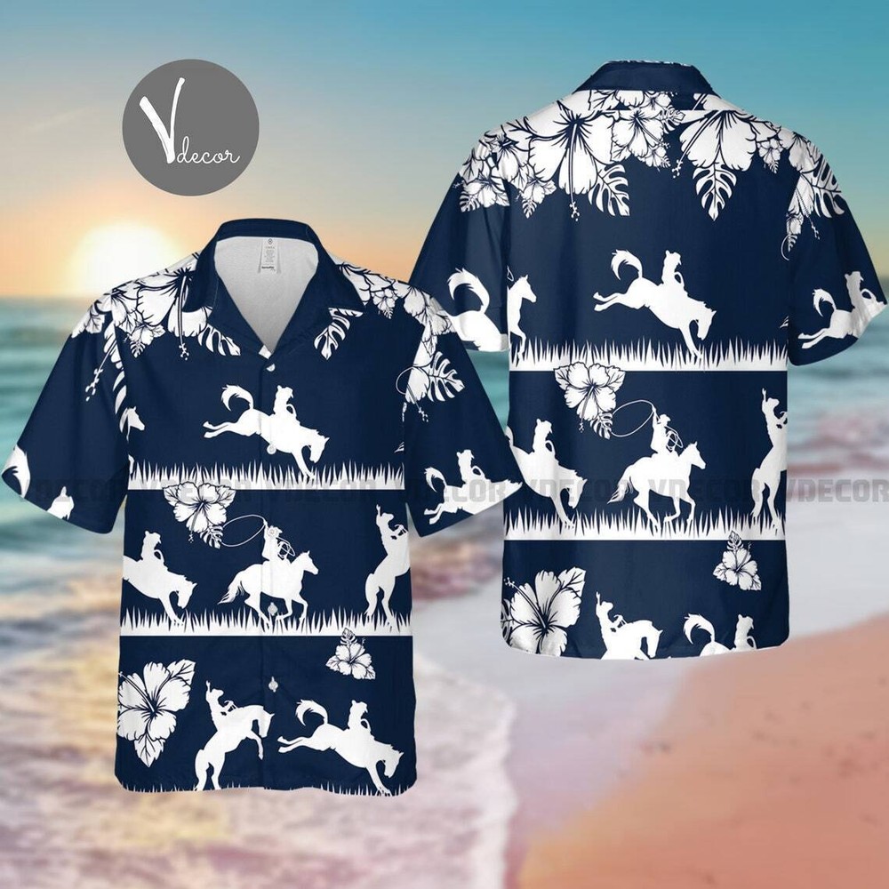 Cowboy Floral Pattern Hawaiian Shirt Cowboy Lover Summer Shirt 3D Hawaii Aloha