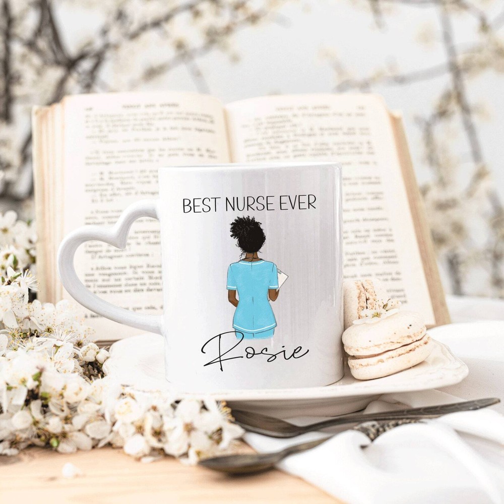 Personalised Nurse Nhs Mug Heart Handle Custom Name Coffee Tea Mug Gift For Her